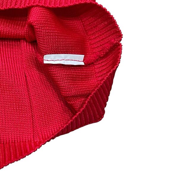 VINTAGE R&K Knits Sweater Womens M Red White 80s 90s Henley Ribbed *no size tag - Picture 4 of 7
